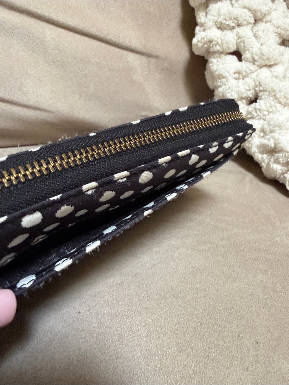 kate spade Black and White Polka Dot Zip-Around Wallet - Picture 3 of 12